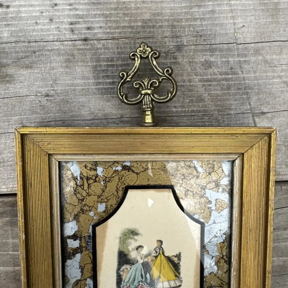 Vintage E.A. Riba Co. Gold Frame Victorian Art Hollywood Regency Rectangle NYC